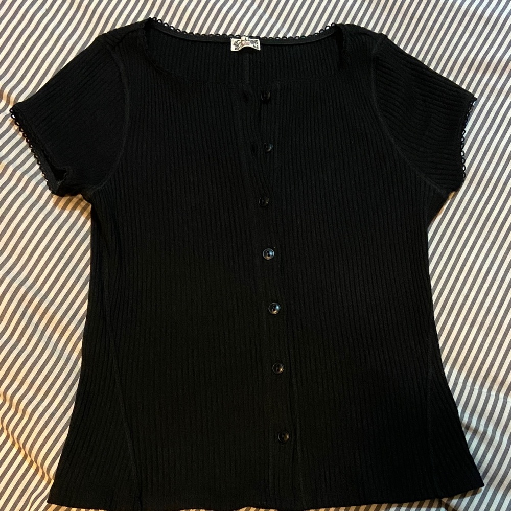 Black Button-Up Women's Top